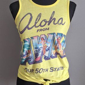 YELLOW TANK TOP W/ ALOHA FROM HAWAII GRAPHIC